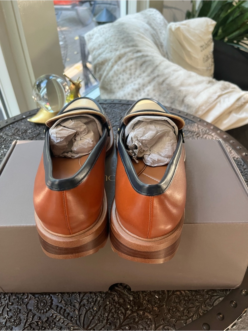 FRANCO SARTO EDITH 2 PENNY LOAFERS IN BISCUIT BROWN FAUX LEATHER 9.5 - Picture 11 of 12
